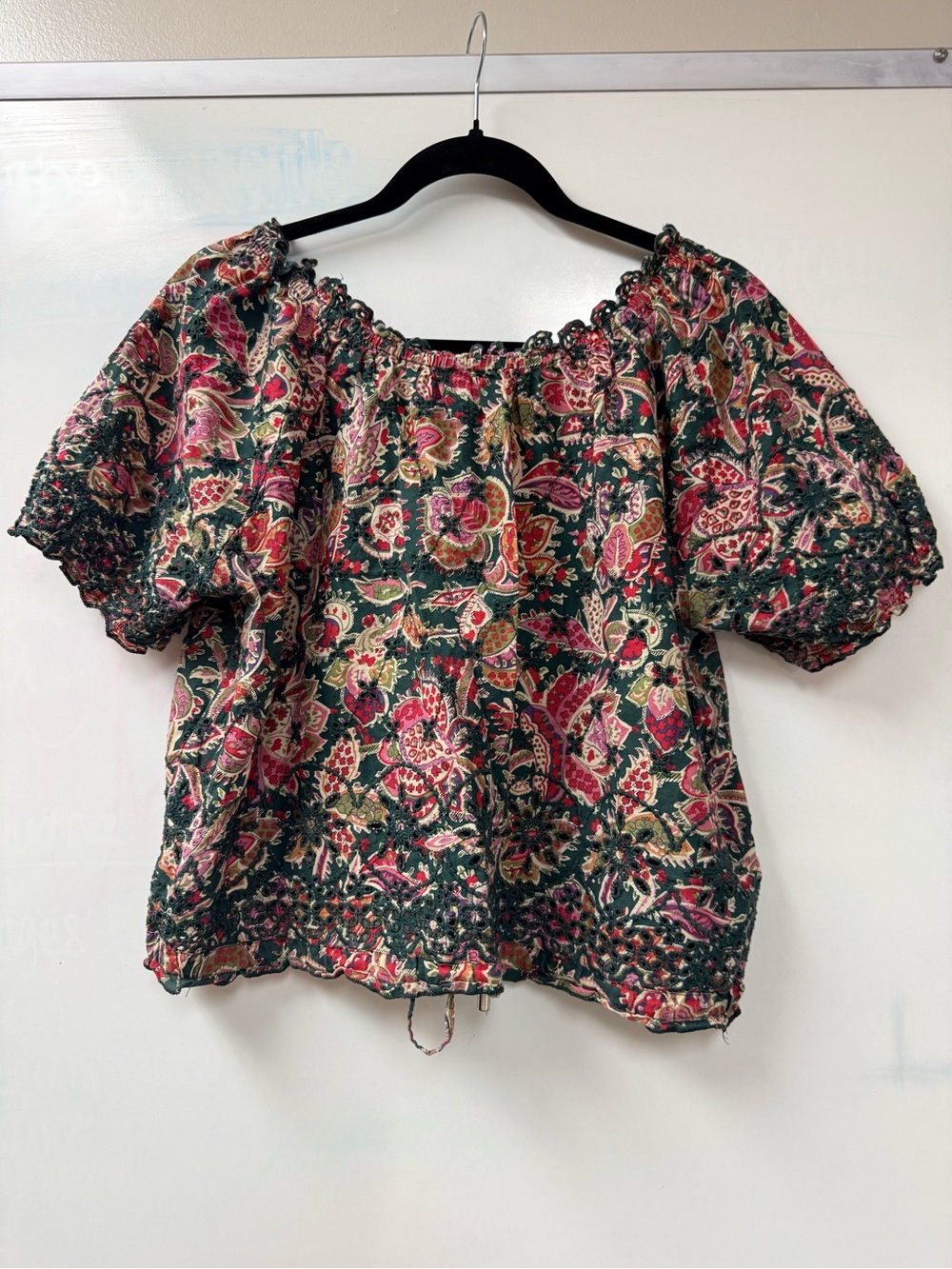 Paisley Floral Eyelet Peasant Blouse - Picture 6 of 6